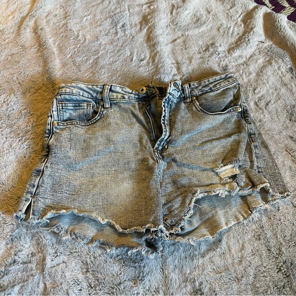 BCBG Acid-Wash Distressed Denim Cutoff Shorts - Size 11/30